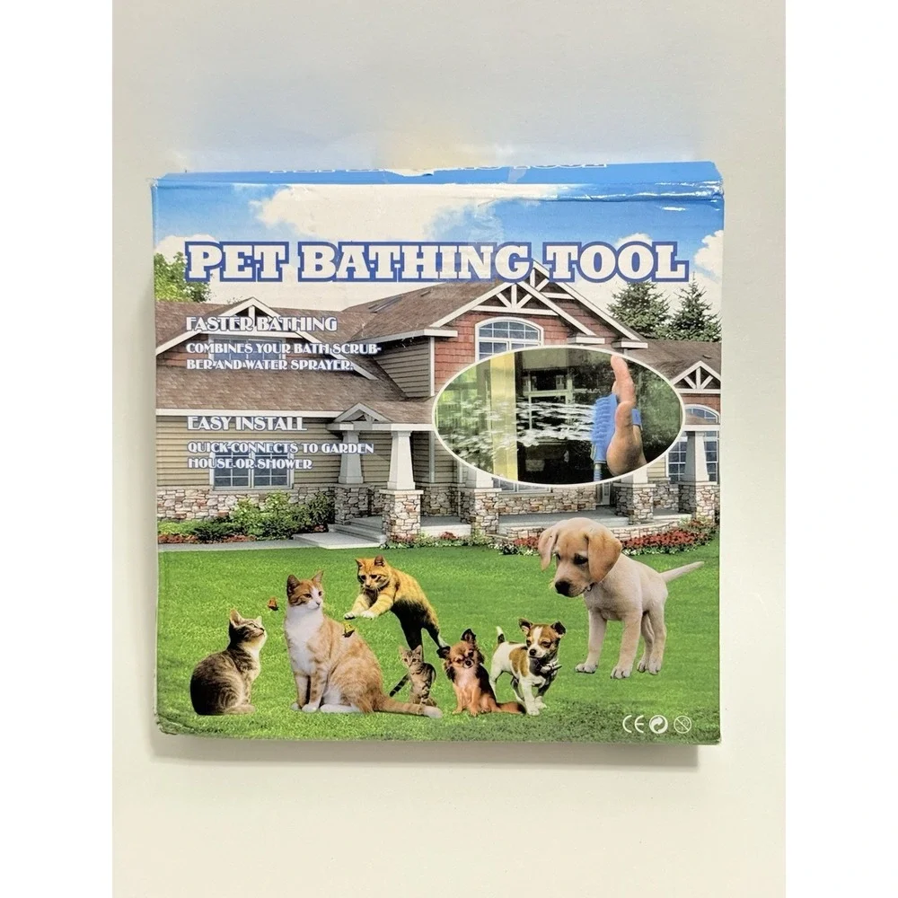 Pet Bathing Tool Scrubber And Water Sprayer Easy Install Faster Dog Baths NEW